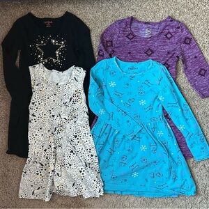 LOT OF 4 Toddler Cat & Jack, Wonder Nation, & Frozen Dresses Size S 6/6x |E19